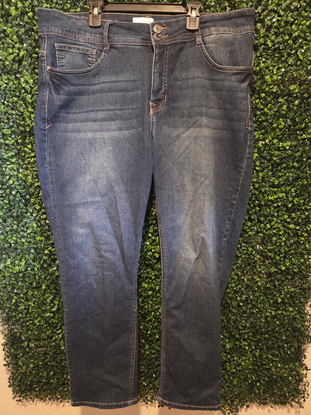 Forever Young Dark Blue Denim Jeans with Tan Stitching